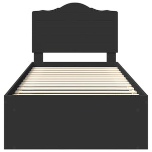 Struttura del letto con testiera-Giroletto con Testiera Nero 75 x 190 cm Pino massello 959155