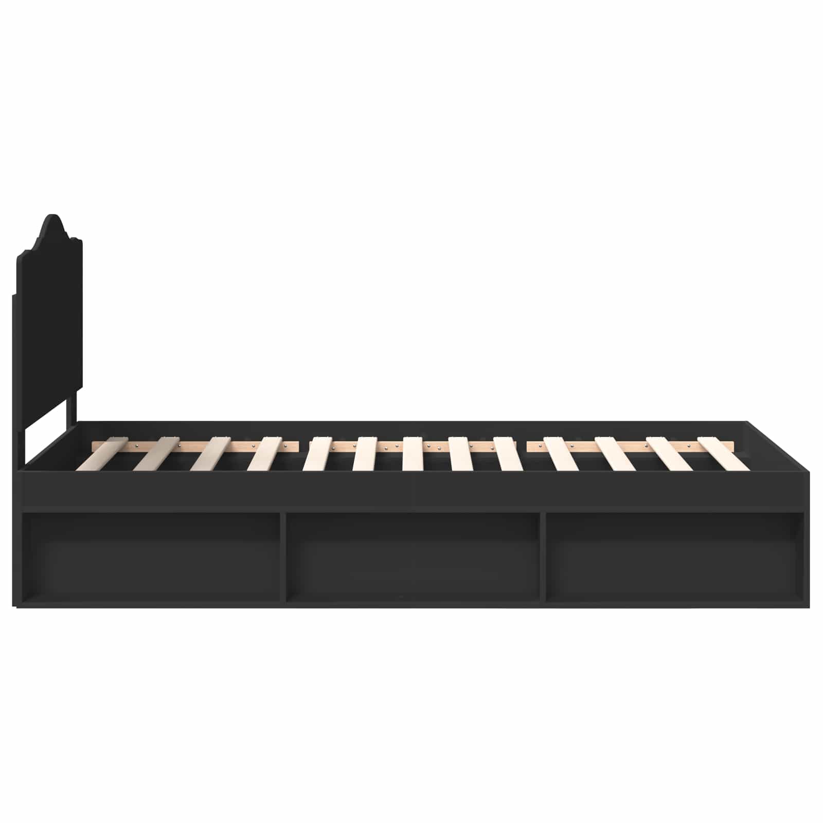 Struttura del letto con testiera-Giroletto con Testiera Nero 75 x 190 cm Pino massello 959155