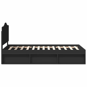 Struttura del letto con testiera-Giroletto con Testiera Nero 75 x 190 cm Pino massello 959155