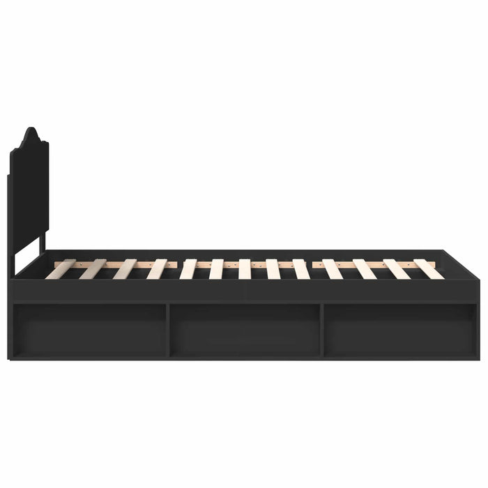 Struttura del letto con testiera-Giroletto con Testiera Nero 75 x 190 cm Pino massello 959155