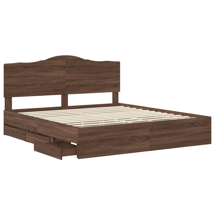 Struttura del letto con cassetto Rovere Marrone 200 x 200 cm 3413386