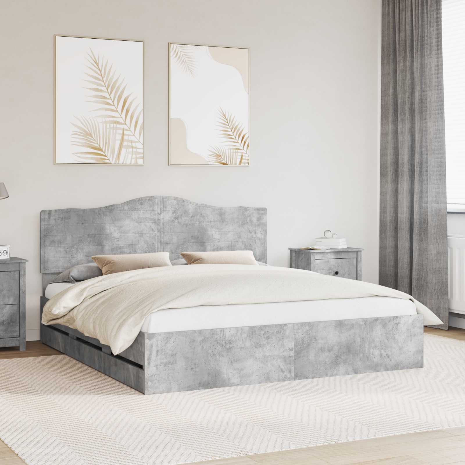 Struttura del letto con cassetto Grigio cemento 180 x 200 cm 3413390