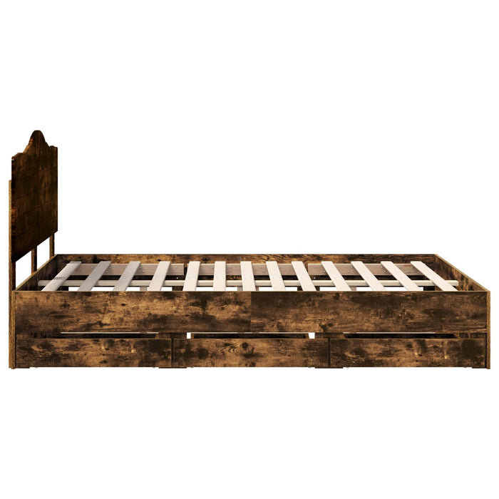 Struttura del letto con cassetto Rovere fumé 150 x 200 cm 3413405