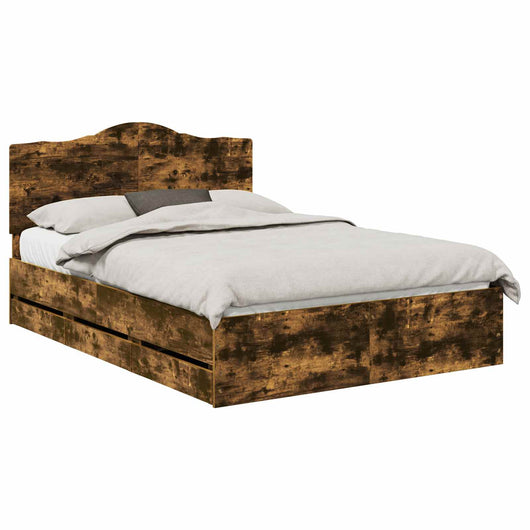 Struttura del letto con cassetto Rovere fumé 140 x 190 cm 3413412