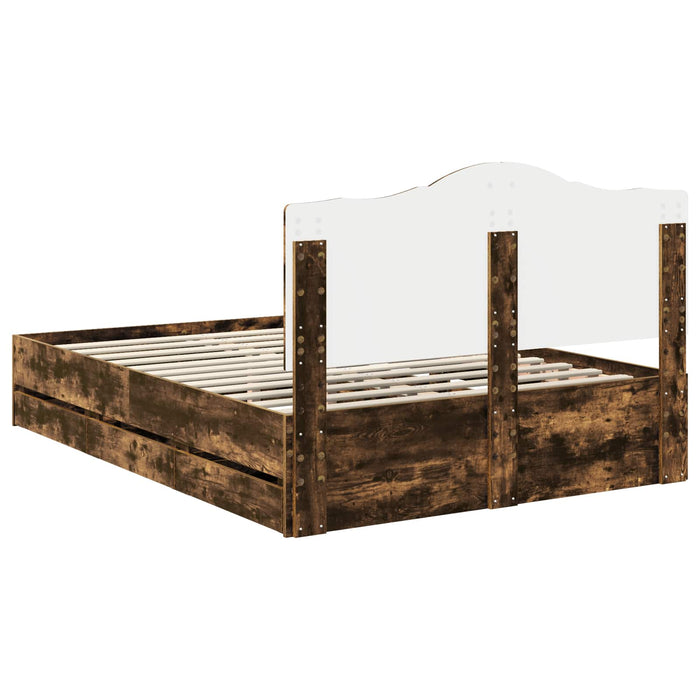 Struttura del letto con cassetto Rovere fumé 140 x 190 cm 3413412