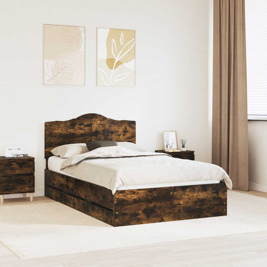 Struttura del letto con cassetto Rovere fumé 135 x 190 cm 3413426