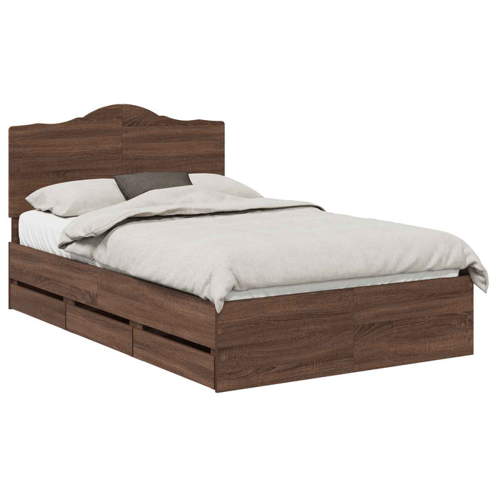 Struttura del letto con cassetto Rovere Marrone 135 x 190 cm 3413428