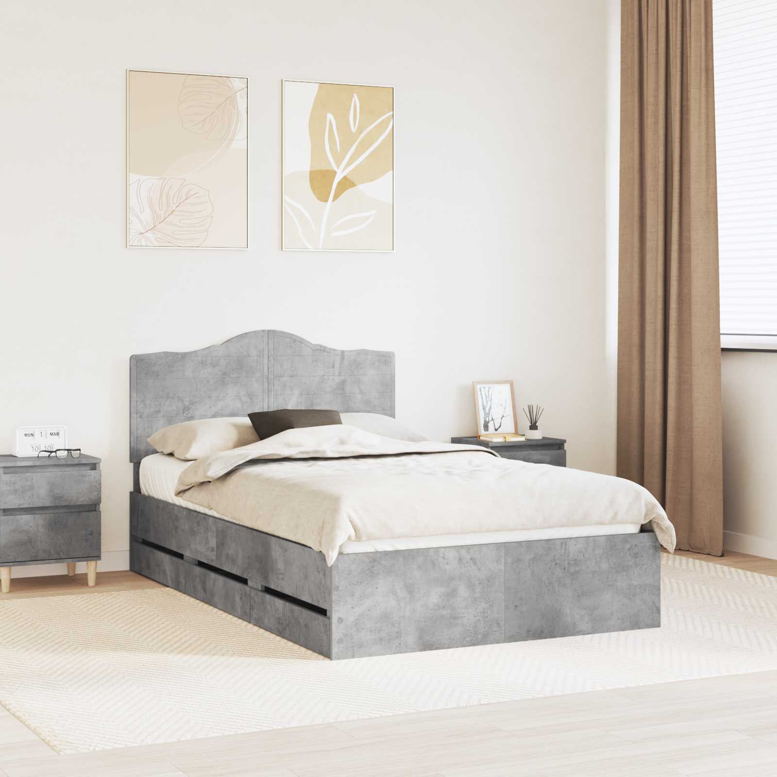 Struttura del letto con cassetto Grigio cemento 120 x 190 cm 3413432