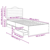 Struttura del letto Nero 100 x 200 cm Legno Ingegnerizzato 3413444