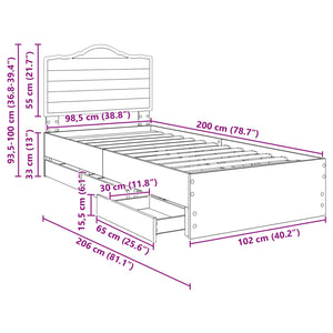 Struttura del letto Nero 100 x 200 cm Legno Ingegnerizzato 3413444