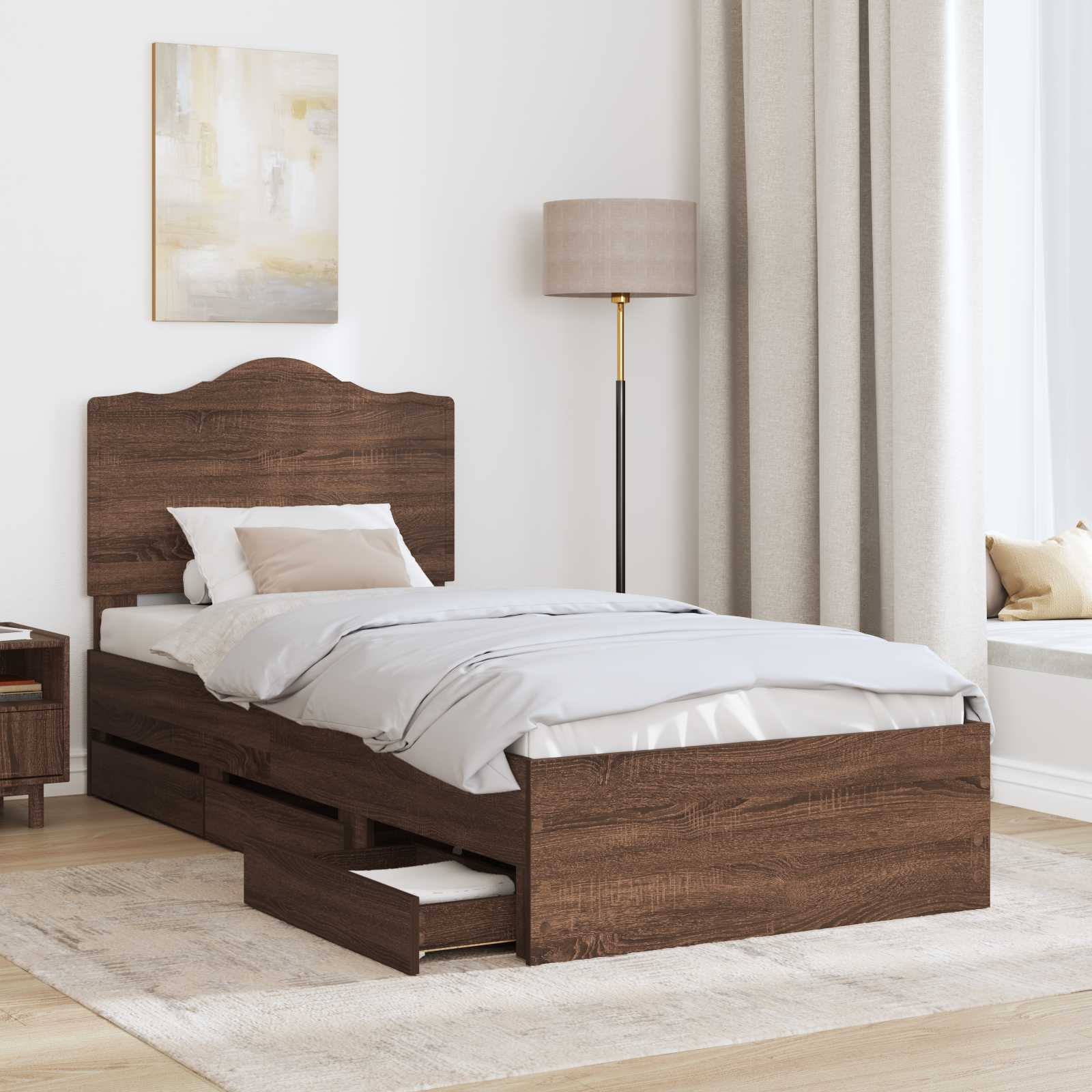 Struttura del letto con cassetto Rovere Marrone 98.5 x 200 cm 3413449