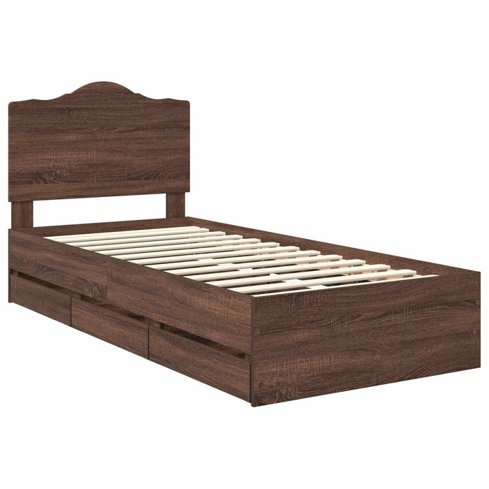 Struttura del letto con cassetto Rovere Marrone 98.5 x 200 cm 3413449