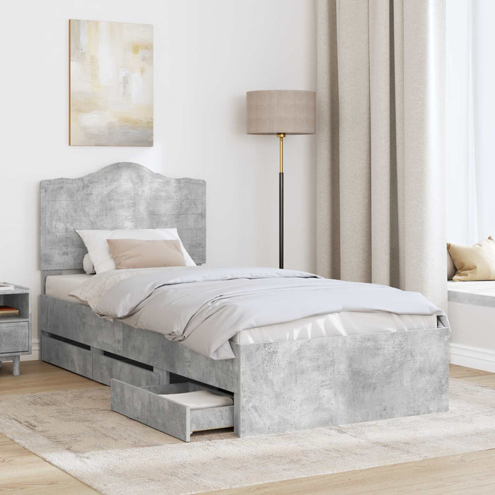 Struttura del letto con cassetto Grigio cemento 90 x 190 cm 3413453