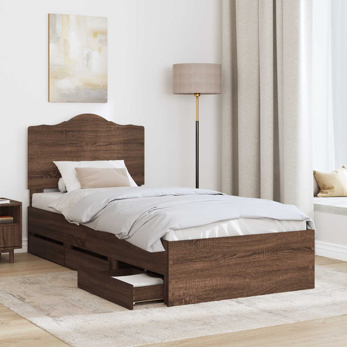 Struttura del letto con cassetto Rovere Marrone 90 x 190 cm 3413456