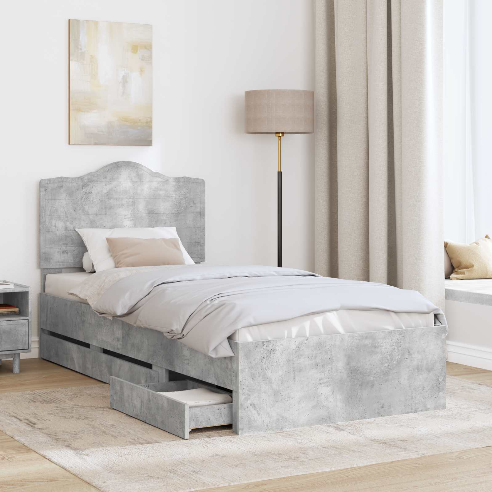 Struttura del letto con cassetto Grigio cemento 90 x 200 cm 3413460