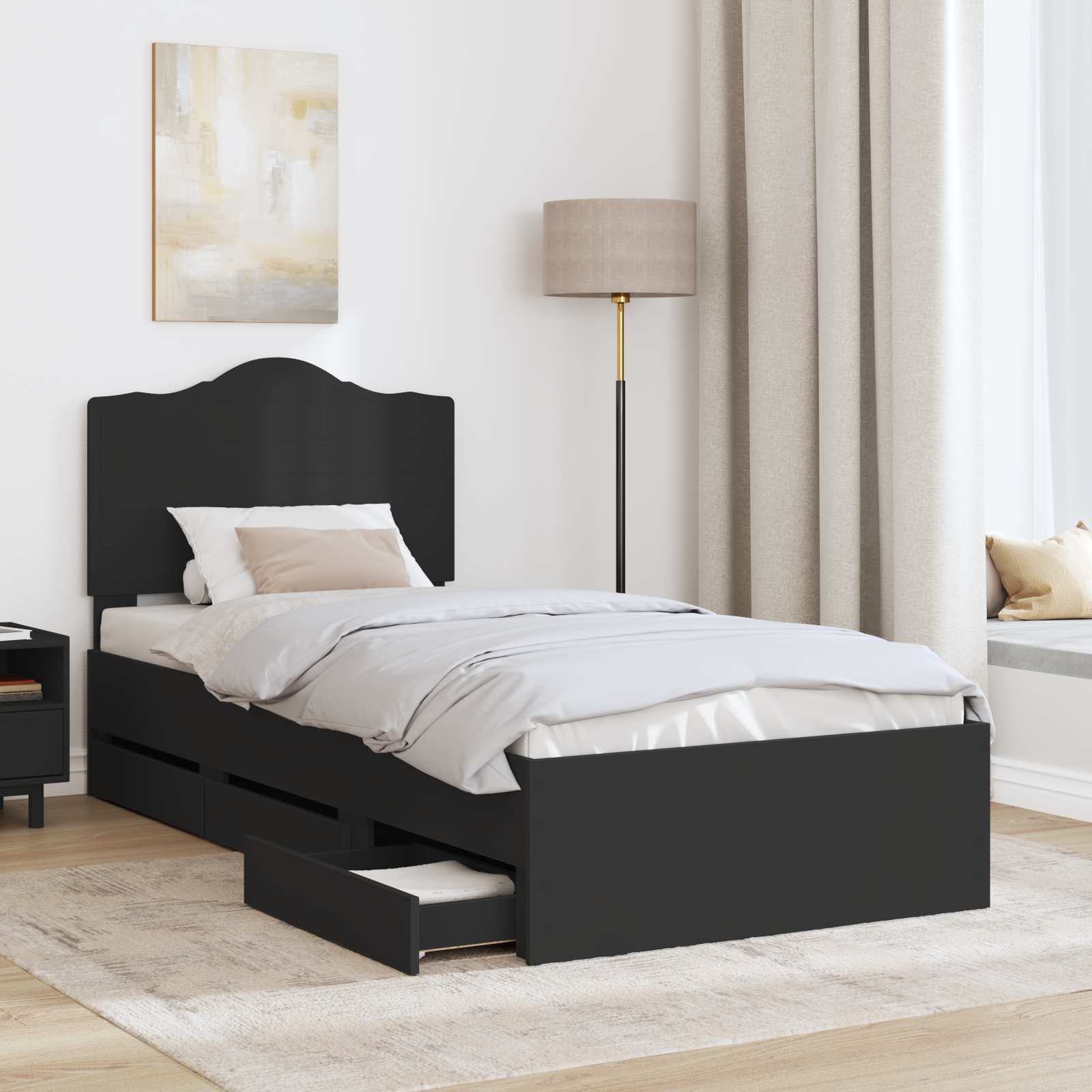 Struttura del letto Nero 75 x 190 cm Legno Ingegnerizzato 3413465