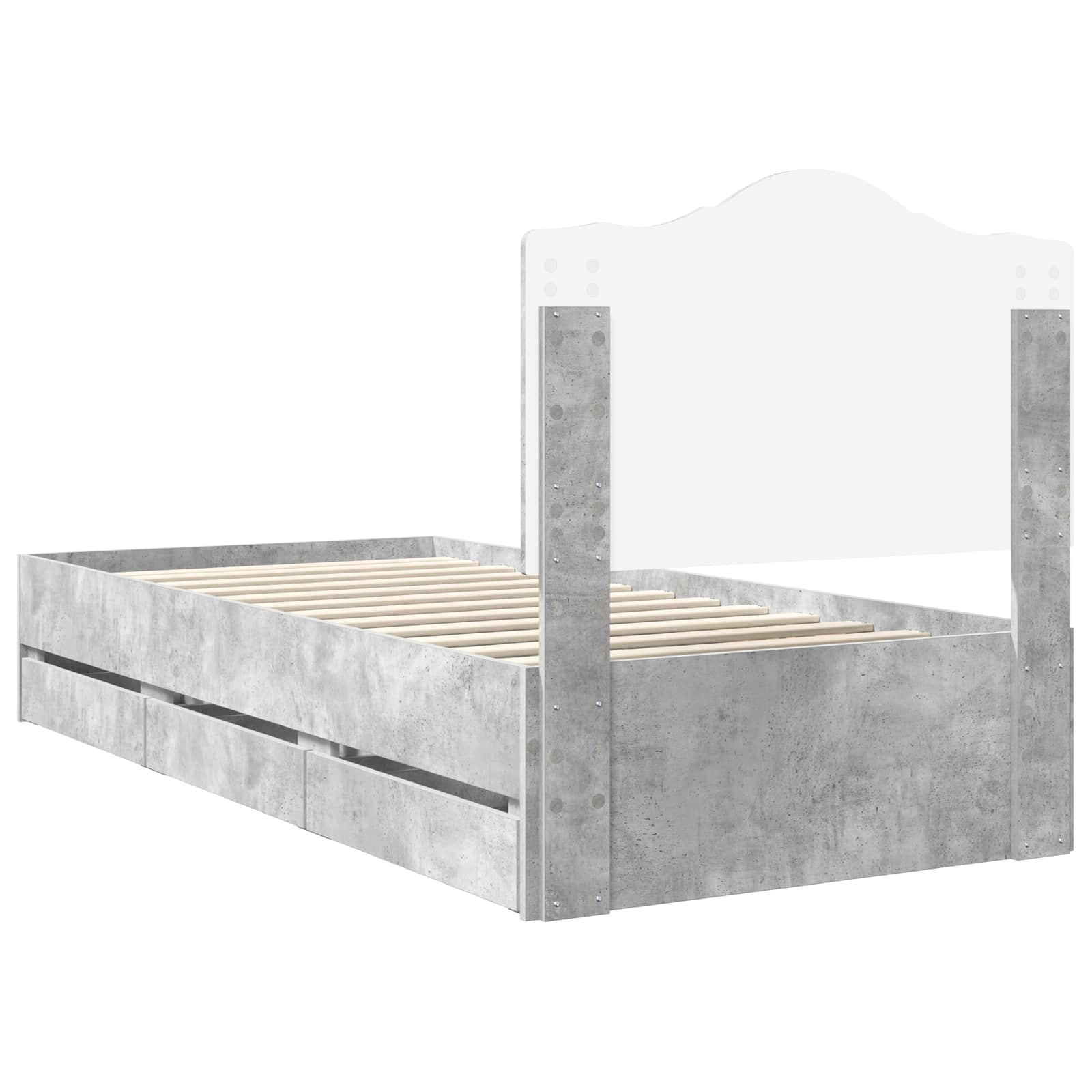 Struttura del letto con cassetto Grigio cemento 75 x 190 cm 3413467