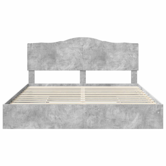 Letto con Contenitore con testiera-Struttura Letto con contenitore Grigio cemento 200 x 200 cm 922378