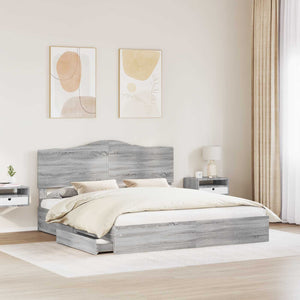 Letto con Contenitore con testiera-Struttura Letto con contenitore Grigio Sonoma 200 x 200 cm 508883