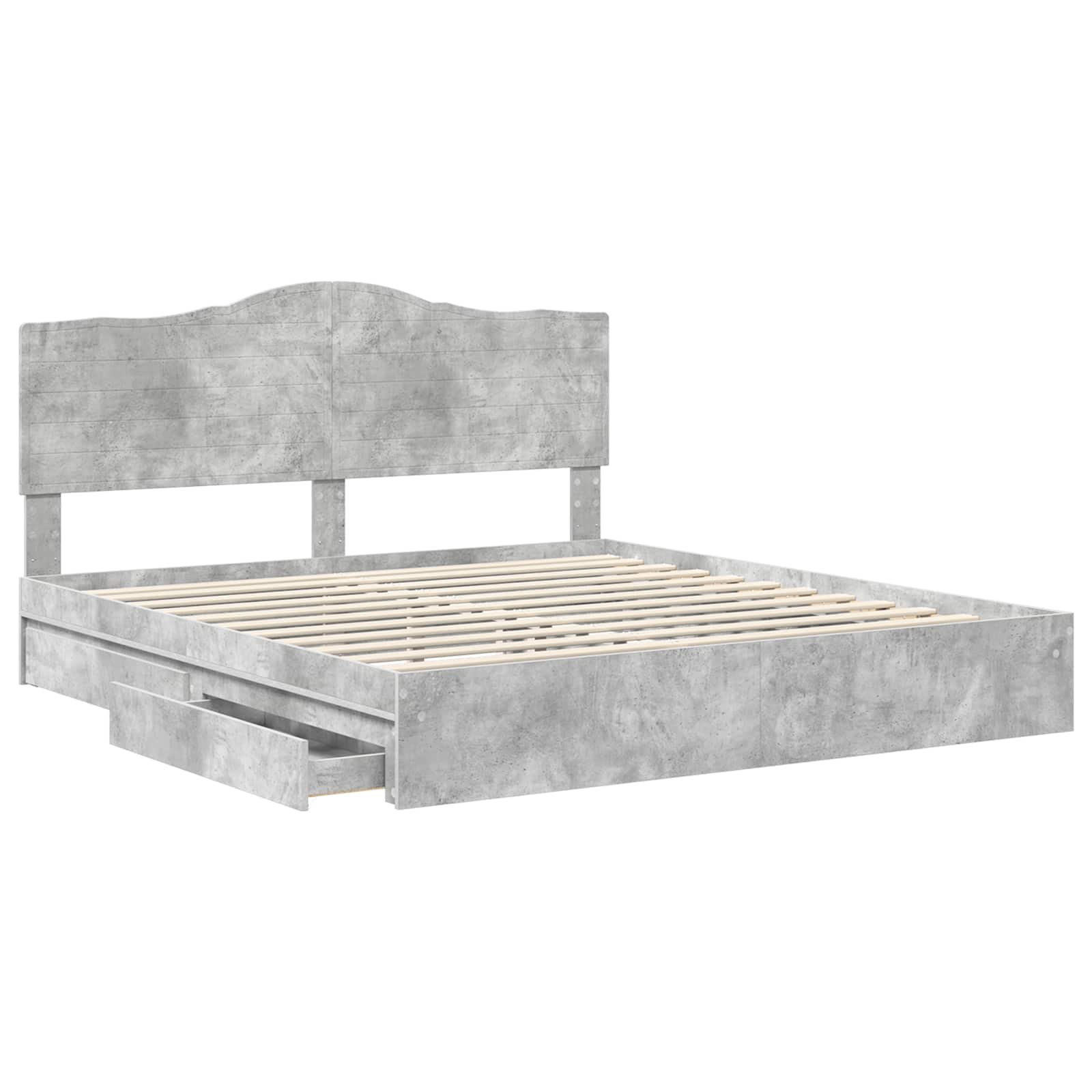 Letto con Contenitore con testiera-Struttura Letto con contenitore Grigio cemento 180 x 200 cm 186948