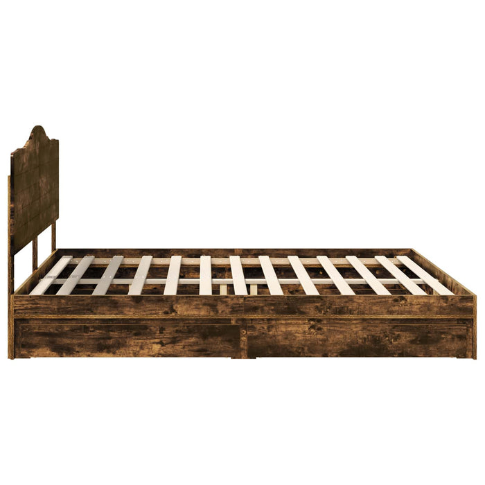 Letto con Contenitore con testiera-Struttura Letto con contenitore Rovere fum¨¦ 180 x 200 cm 707565