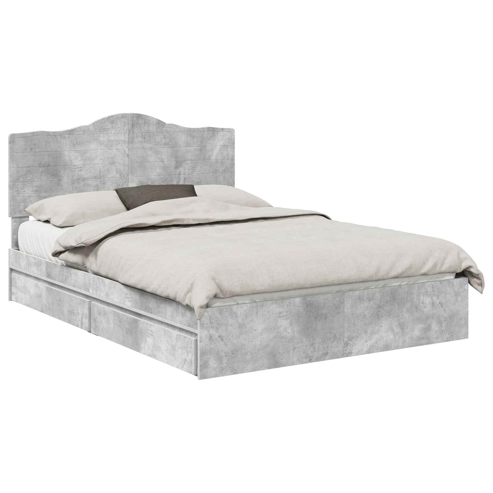 Letto con Contenitore con testiera Grigio cemento 160 x 200 cm 3413488