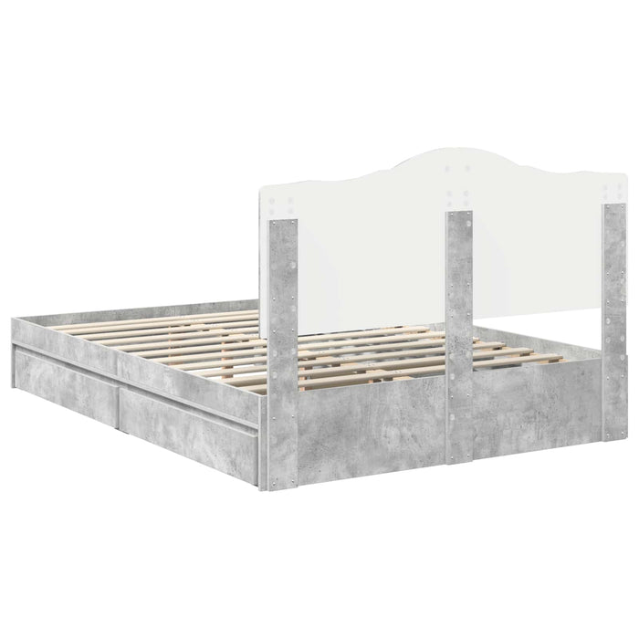 Letto con Contenitore con testiera Grigio cemento 160 x 200 cm 3413488