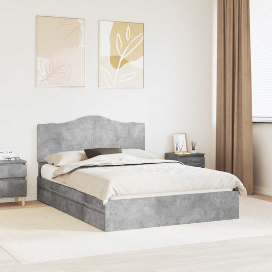 Letto con Contenitore con testiera-Struttura Letto con contenitore Grigio cemento 150 x 200 cm 762487