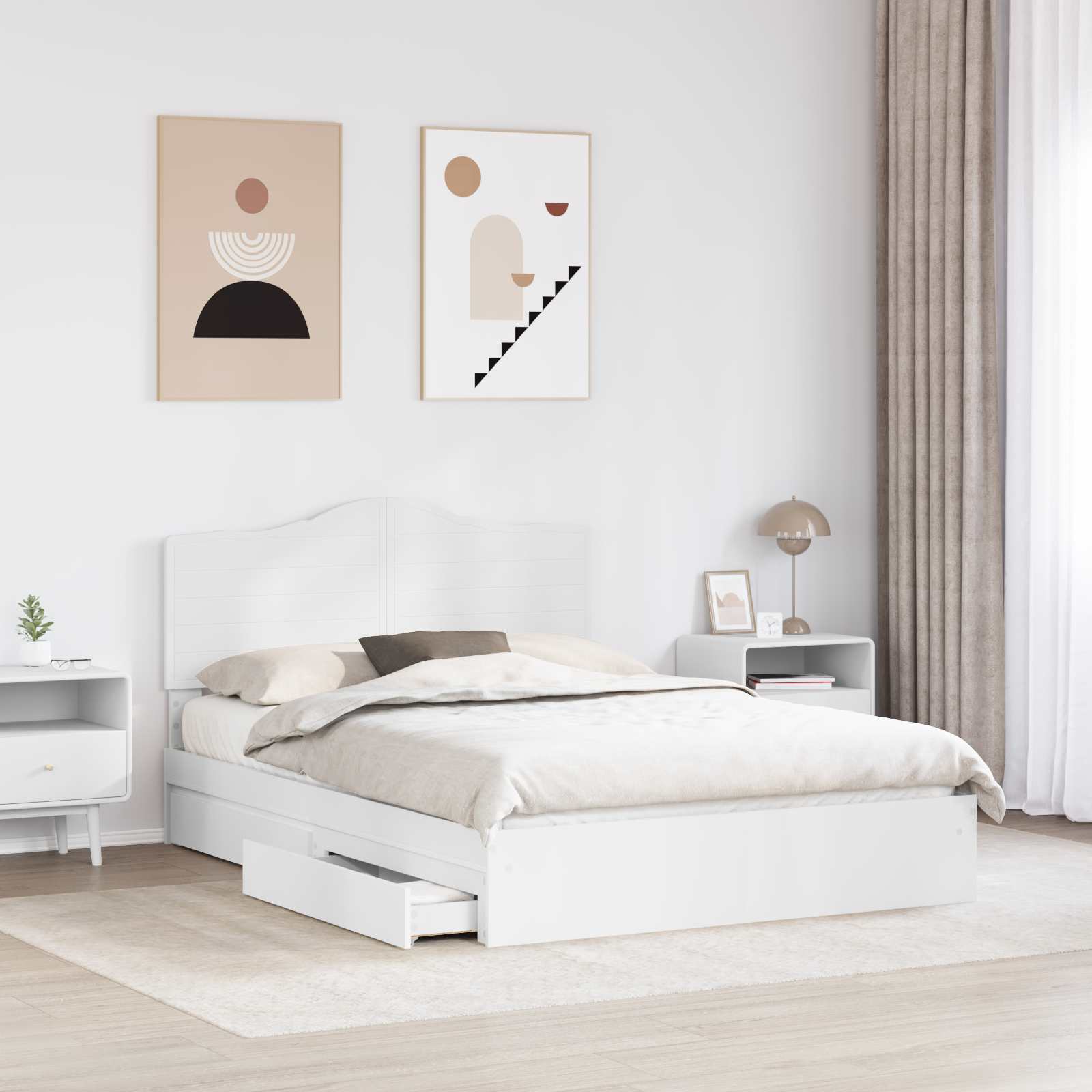 Letto con Contenitore Bianco 140 x 200 cm Legno multistrato 3413499