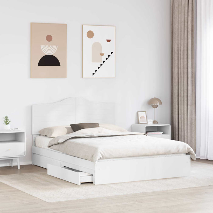 Letto con Contenitore Bianco 140 x 190 cm Legno multistrato 3413506
