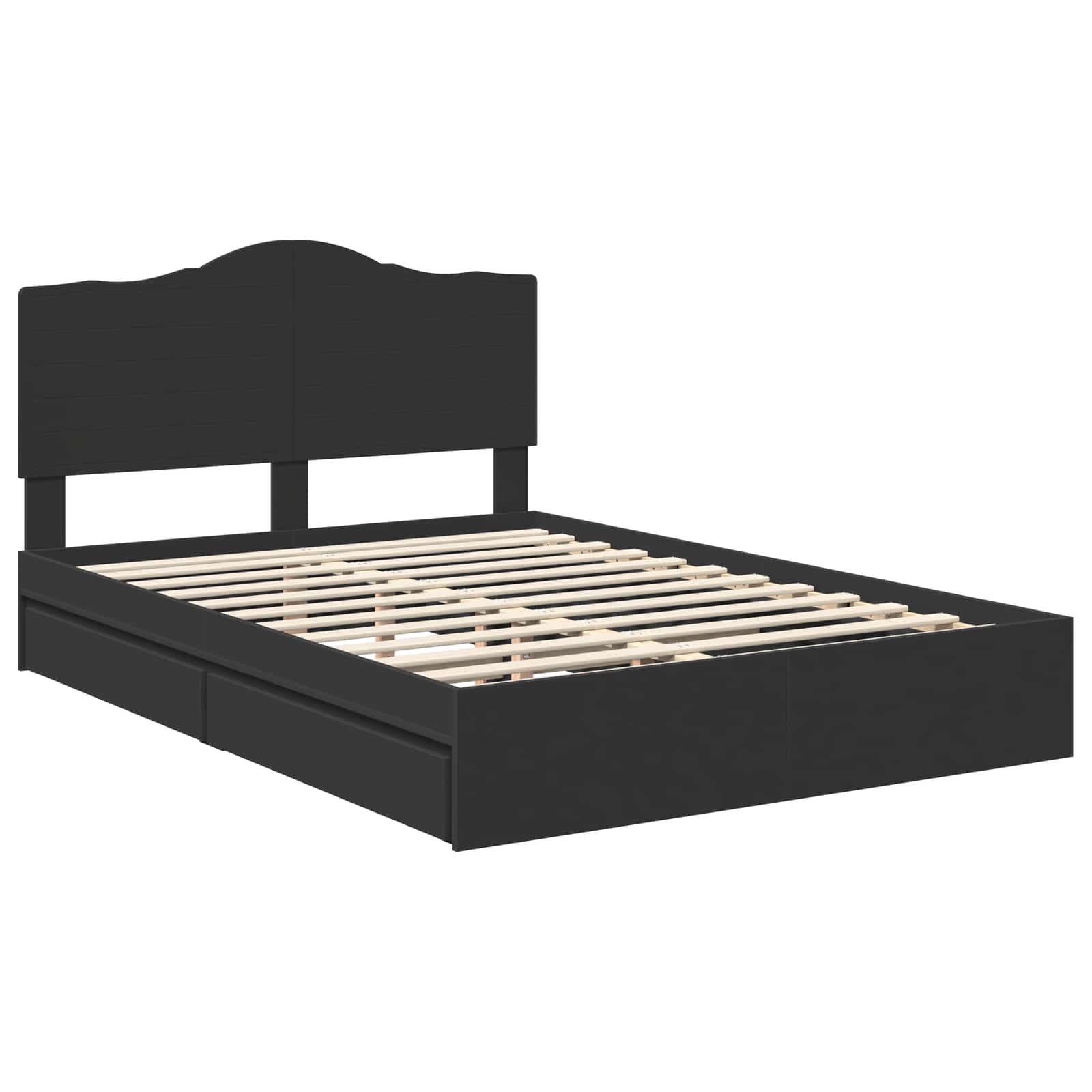 Letto con Contenitore Nero 140 x 190 cm Legno multistrato 3413507
