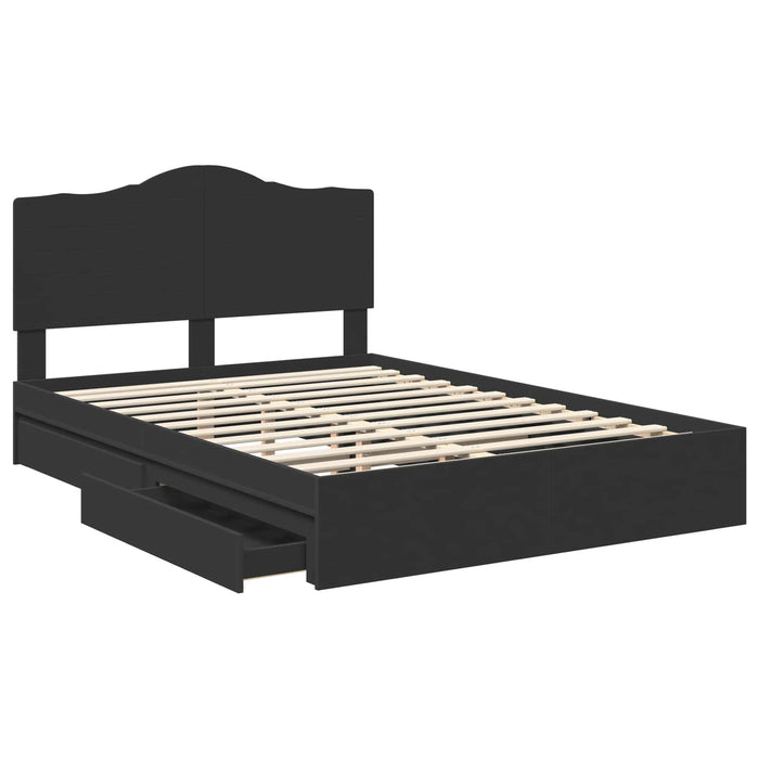 Letto con Contenitore Nero 140 x 190 cm Legno multistrato 3413507