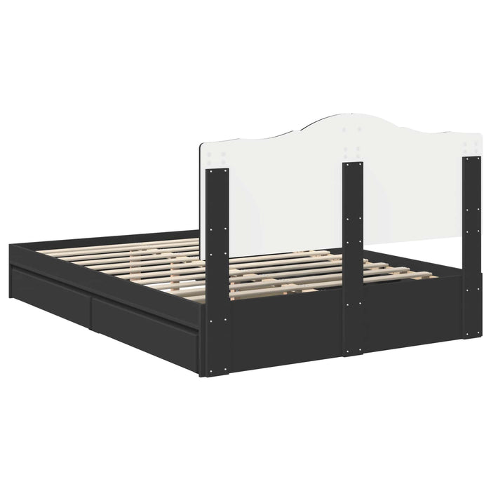 Letto con Contenitore Nero 140 x 190 cm Legno multistrato 3413507