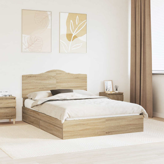 Letto con Contenitore con testiera-Struttura Letto con contenitore Rovere Sonoma 140 x 190 cm 371865