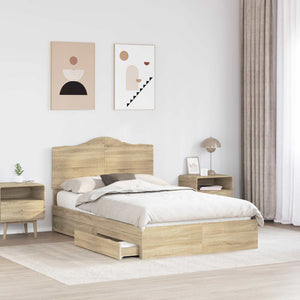 Letto con Contenitore con testiera Rovere Sonoma 135 x 190 cm 3413515