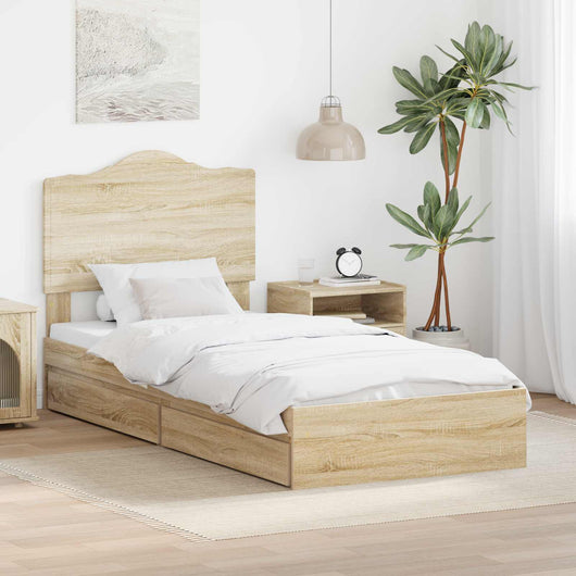 Letto con Contenitore con testiera-Struttura Letto con contenitore Rovere Sonoma 100 x 200 cm 186624