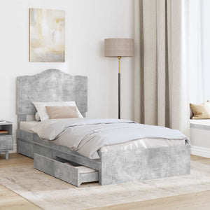Letto con Contenitore con testiera-Struttura Letto con contenitore Grigio cemento 90 x 200 cm 102060