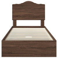 Letto con Contenitore con testiera-Struttura Letto con contenitore Rovere Marrone 90 x 200 cm 355354
