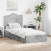 Letto con Contenitore con testiera-Struttura Letto con contenitore Grigio cemento 90 x 190 cm 101649