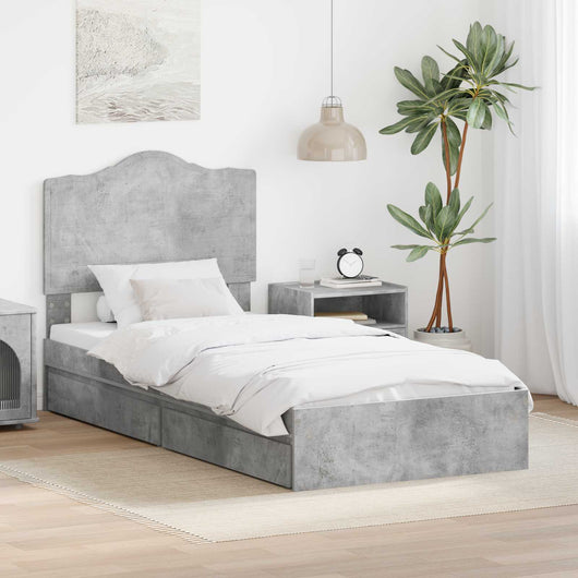 Letto con Contenitore con testiera-Struttura Letto con contenitore Grigio cemento 90 x 190 cm 101649