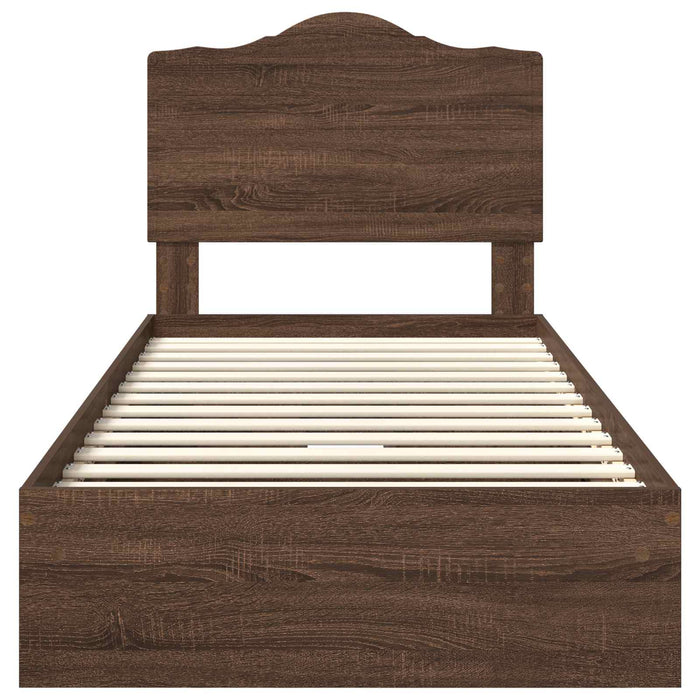 Letto con Contenitore con testiera-Struttura Letto con contenitore Rovere Marrone 75 x 190 cm 252129