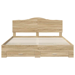 Struttura del letto con testiera-Giroletto con Testiera Rovere Sonoma 200 x 200 cm 531220