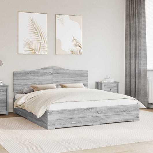 Struttura del letto con testiera Grigio Sonoma 200 x 200 cm 3413567