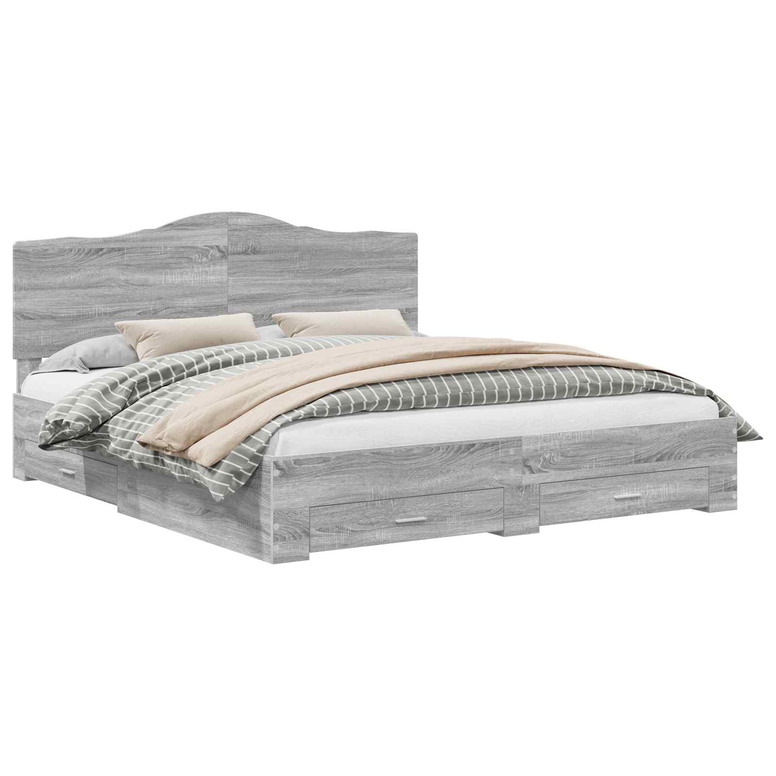 Struttura del letto con testiera Grigio Sonoma 200 x 200 cm 3413567