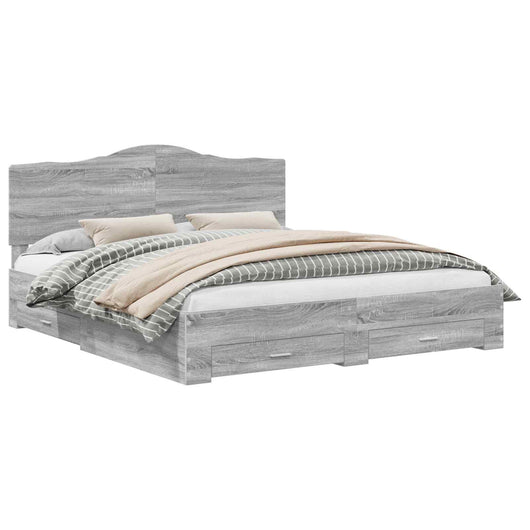 Struttura del letto con testiera Grigio Sonoma 200 x 200 cm 3413567