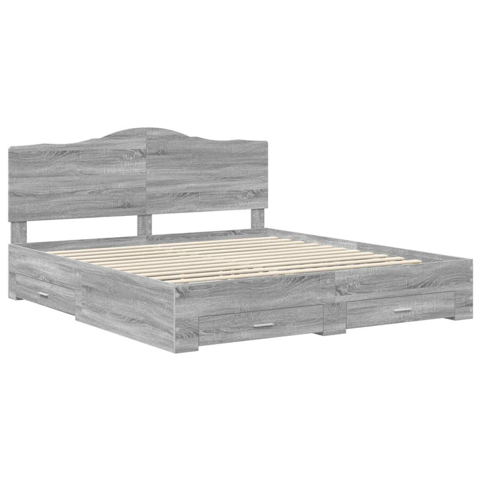 Struttura del letto con testiera Grigio Sonoma 200 x 200 cm 3413567