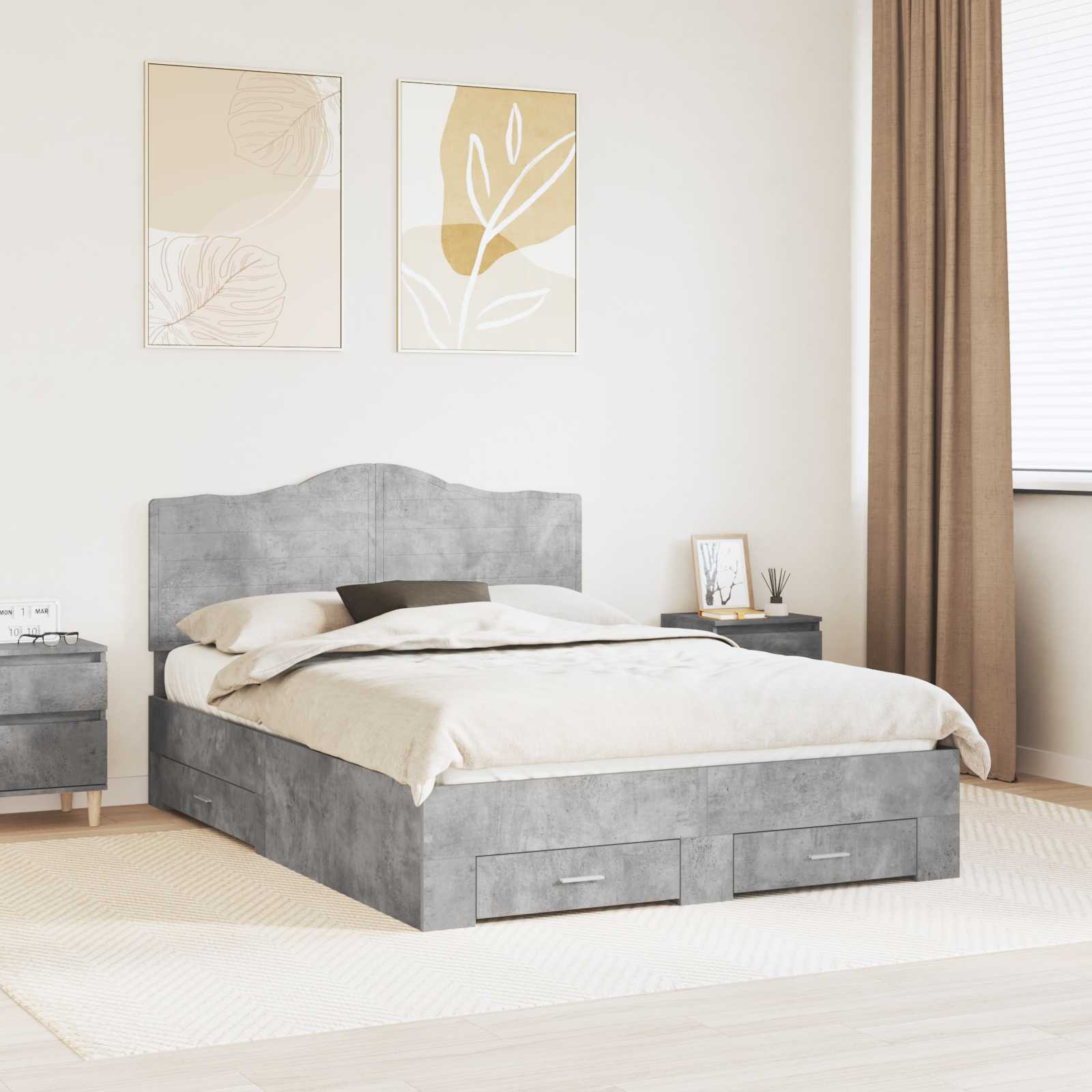 Struttura del letto con testiera Grigio cemento 160 x 200 cm 3413581