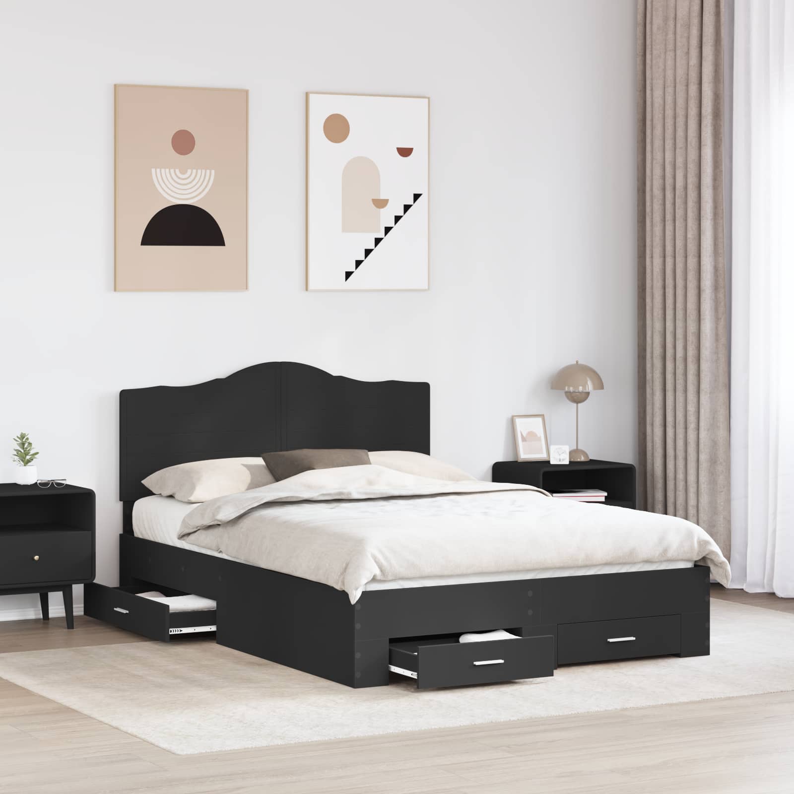 Struttura del letto Nero 140 x 200 cm Legno multistrato 3413595