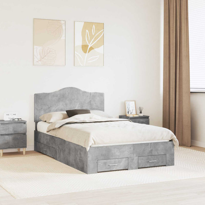 Struttura del letto con testiera Grigio cemento 135 x 190 cm 3413615