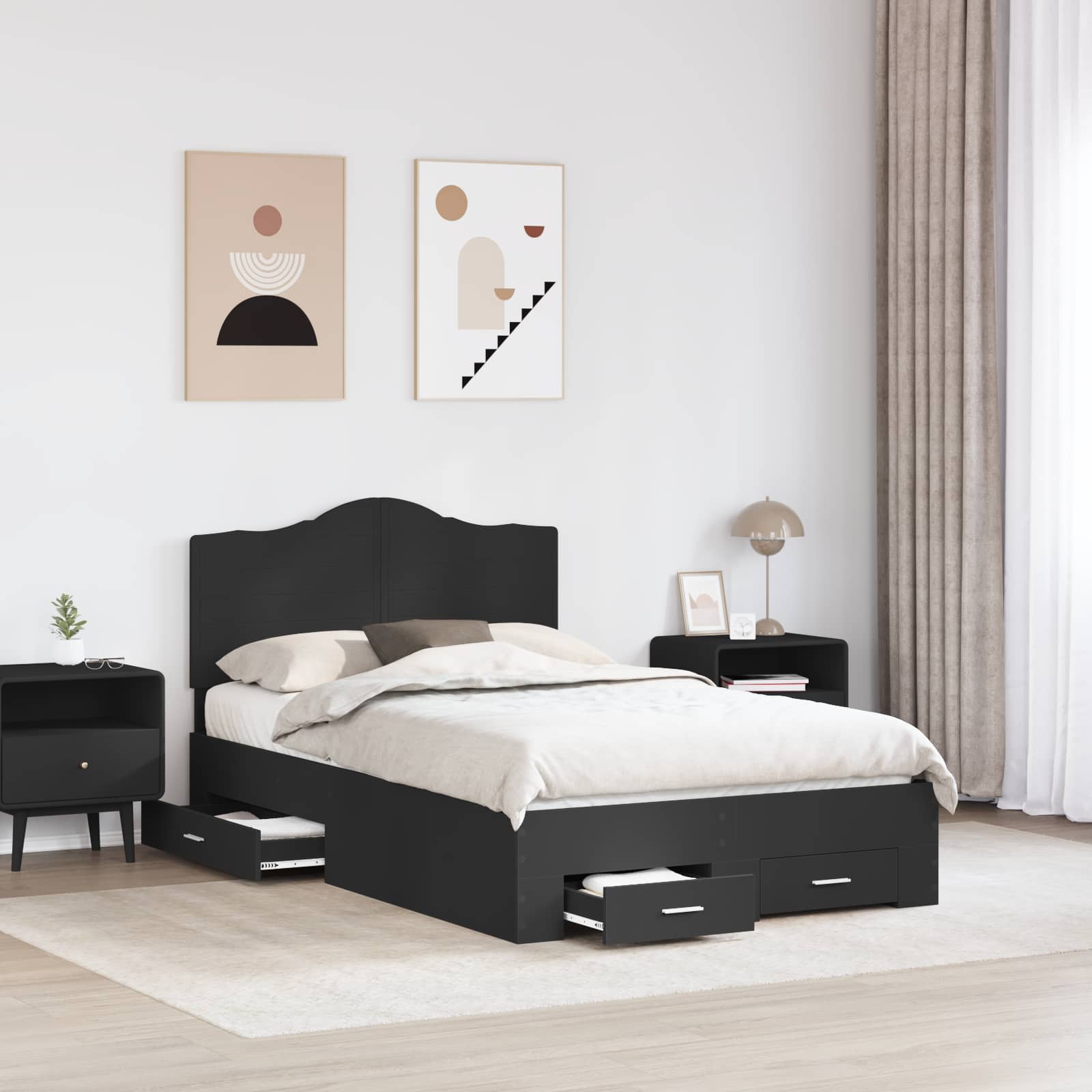 Struttura del letto Nero 120 x 200 cm Legno multistrato 3413622